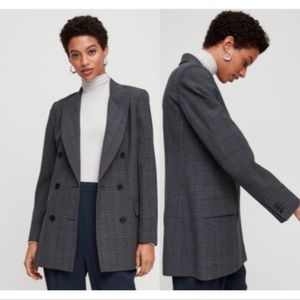 Wilfred Margaux Double-Breasted Plaid Blazer